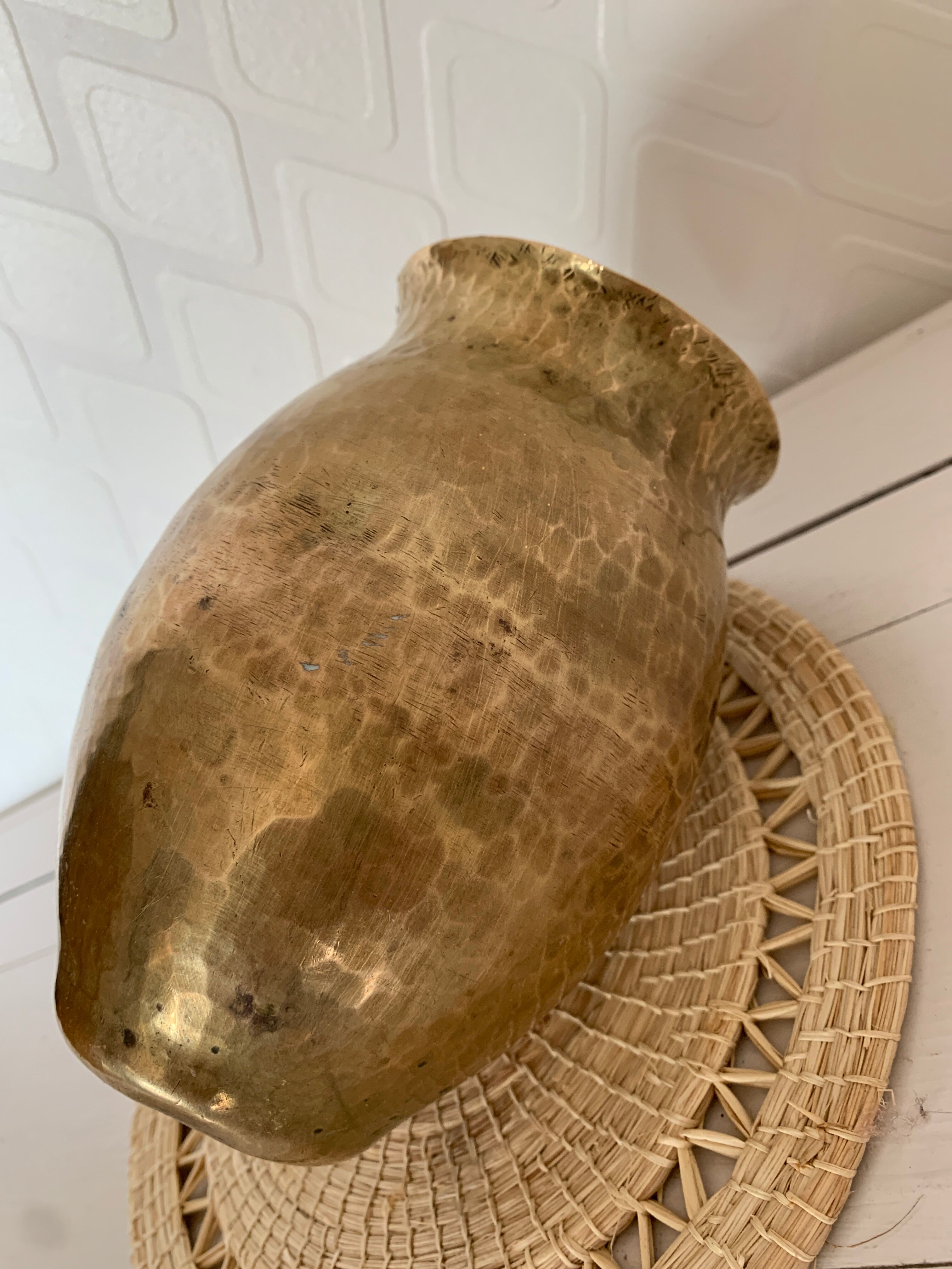 Hammered brass vase