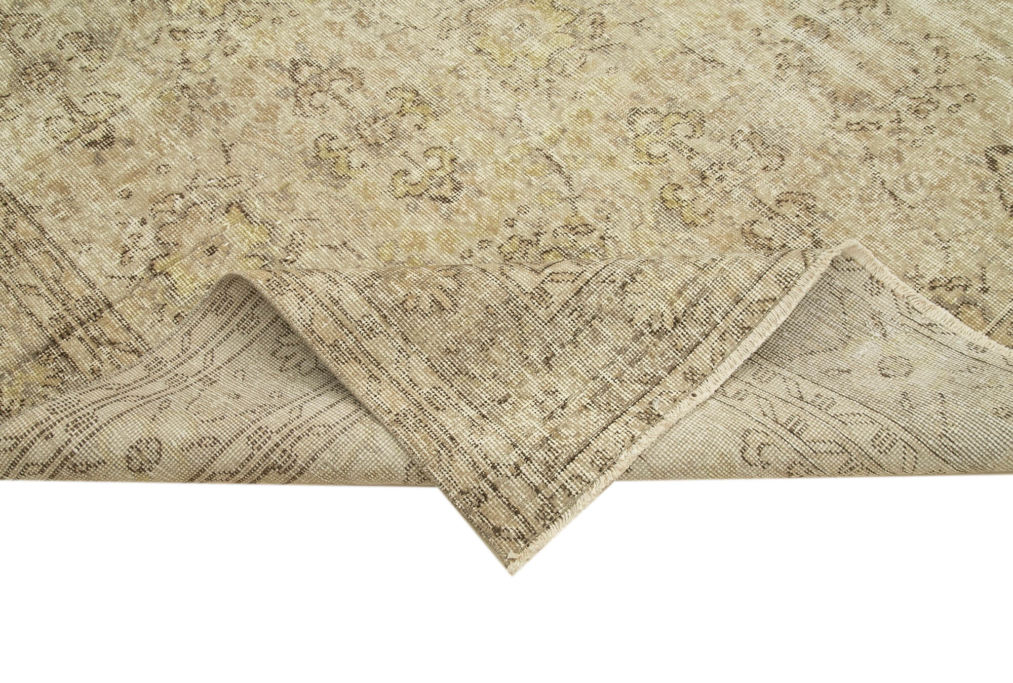 Handwoven antique anatolian beige carpet 200 cm x 284 cm