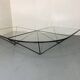 Table Basse Moderniste Furtive en Acier et Verre, Italie, années 1980