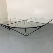 Table Basse Moderniste Furtive en Acier et Verre, Italie, années 1980