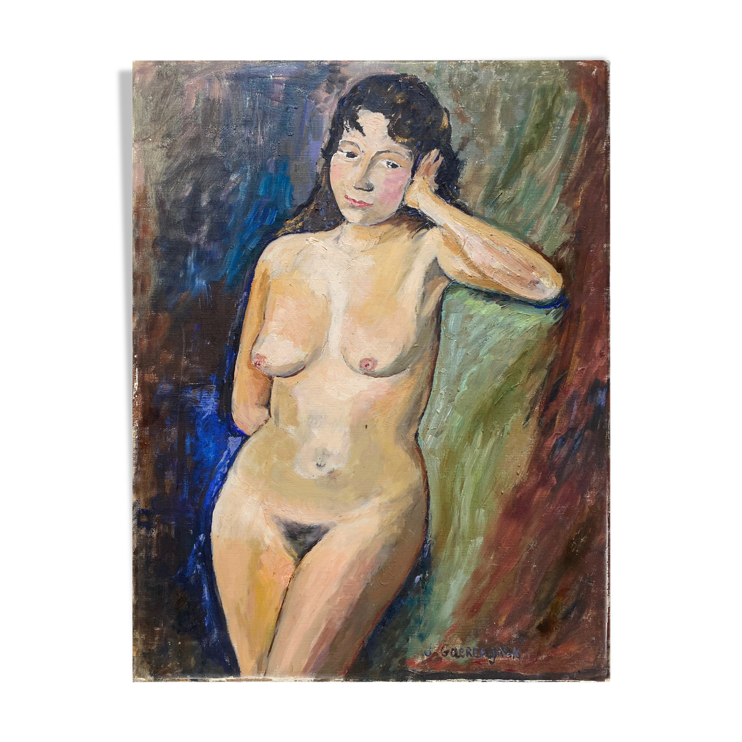 Painting "reverie" hst nude workshop jacquelin gaeremynck school of leers 1950