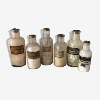 Set of 6 old apothecary bottles