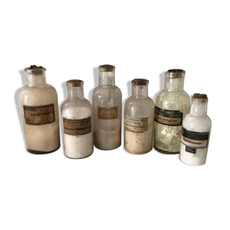 Set of 6 old apothecary bottles
