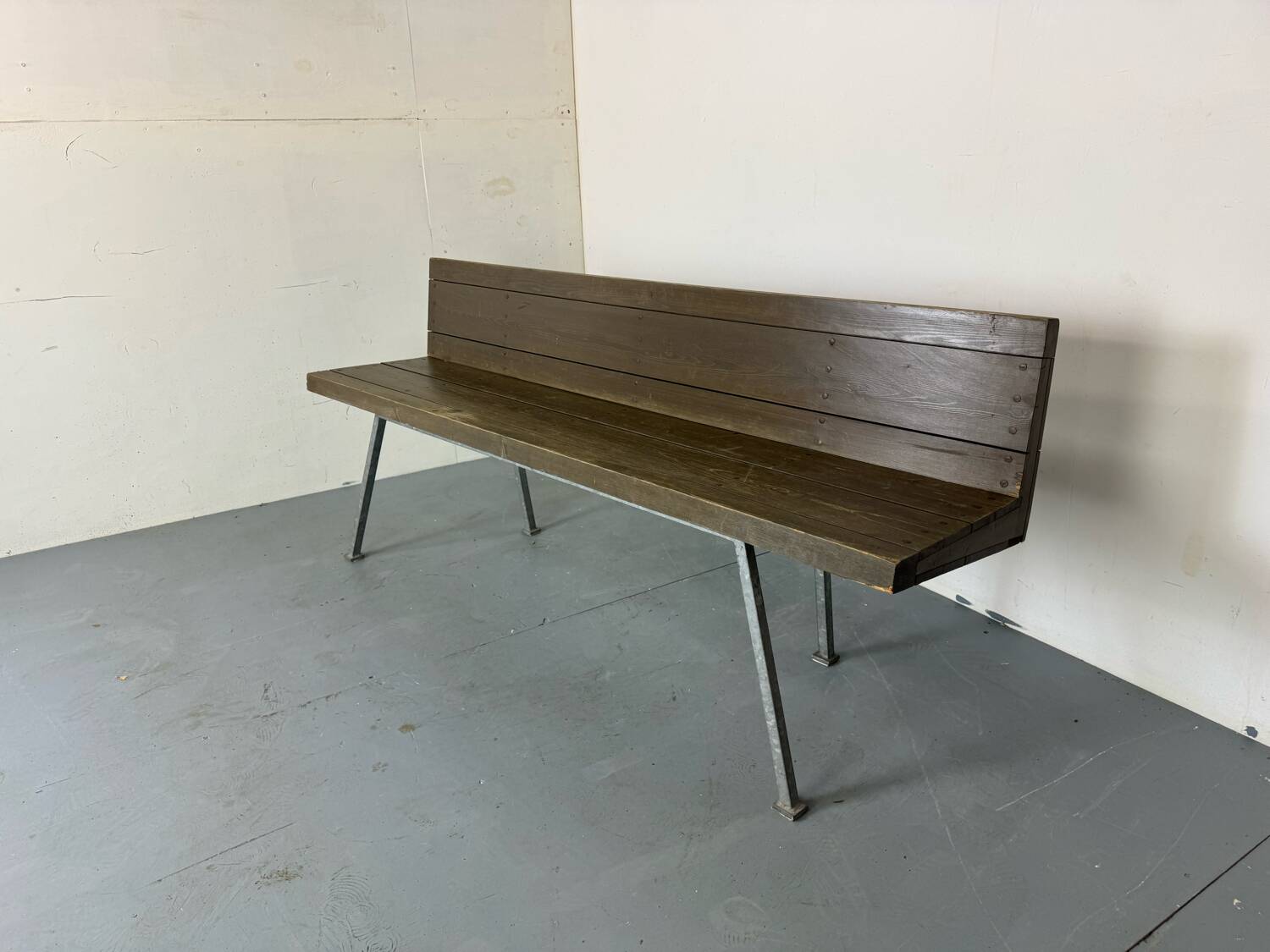 Banc Moderniste en Bois et Acier par Dom Hans van der Laan, 1965