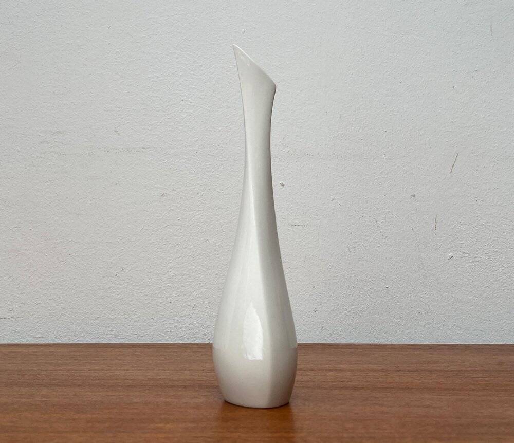 White sculptural German vase from the mid-century by Peter Müller for Sgrafo Modern, 1960s.