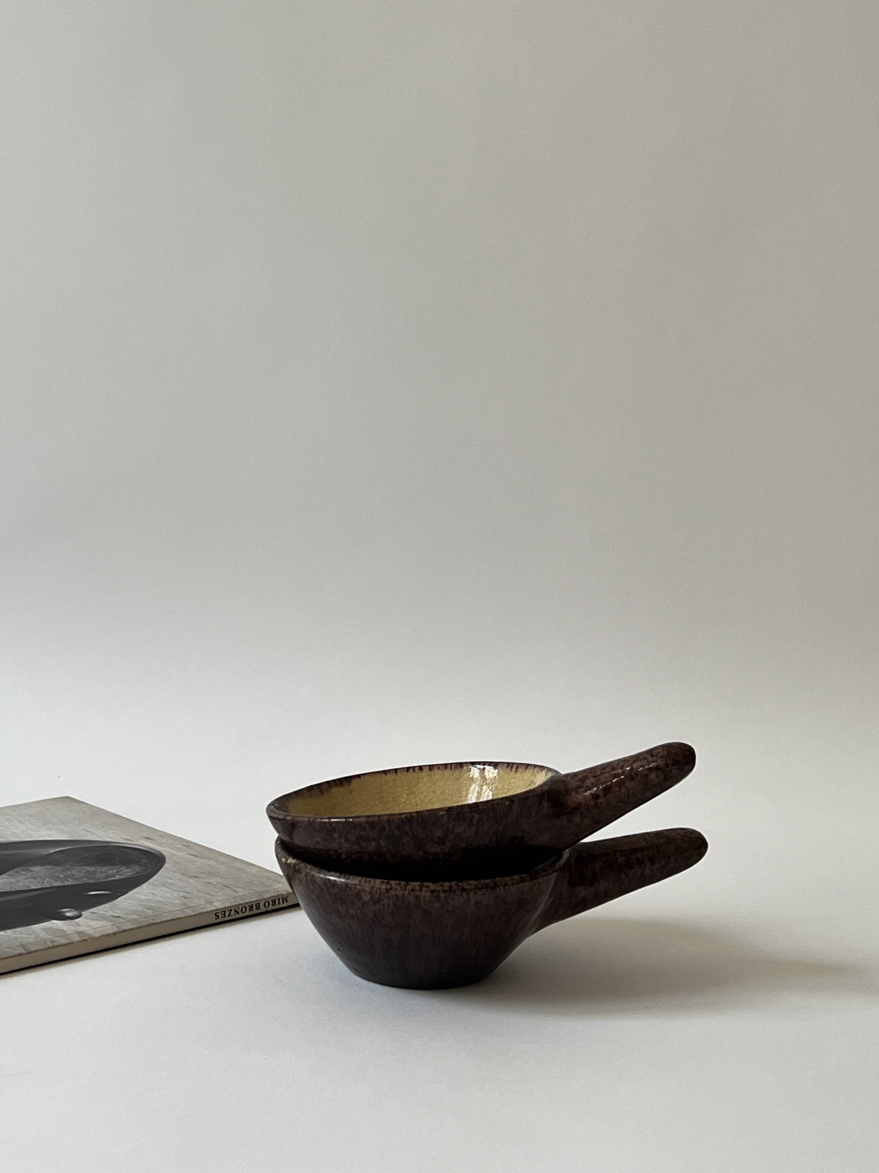 Set of ceres glazed ceramic ramekins, stoneware, france, 1960