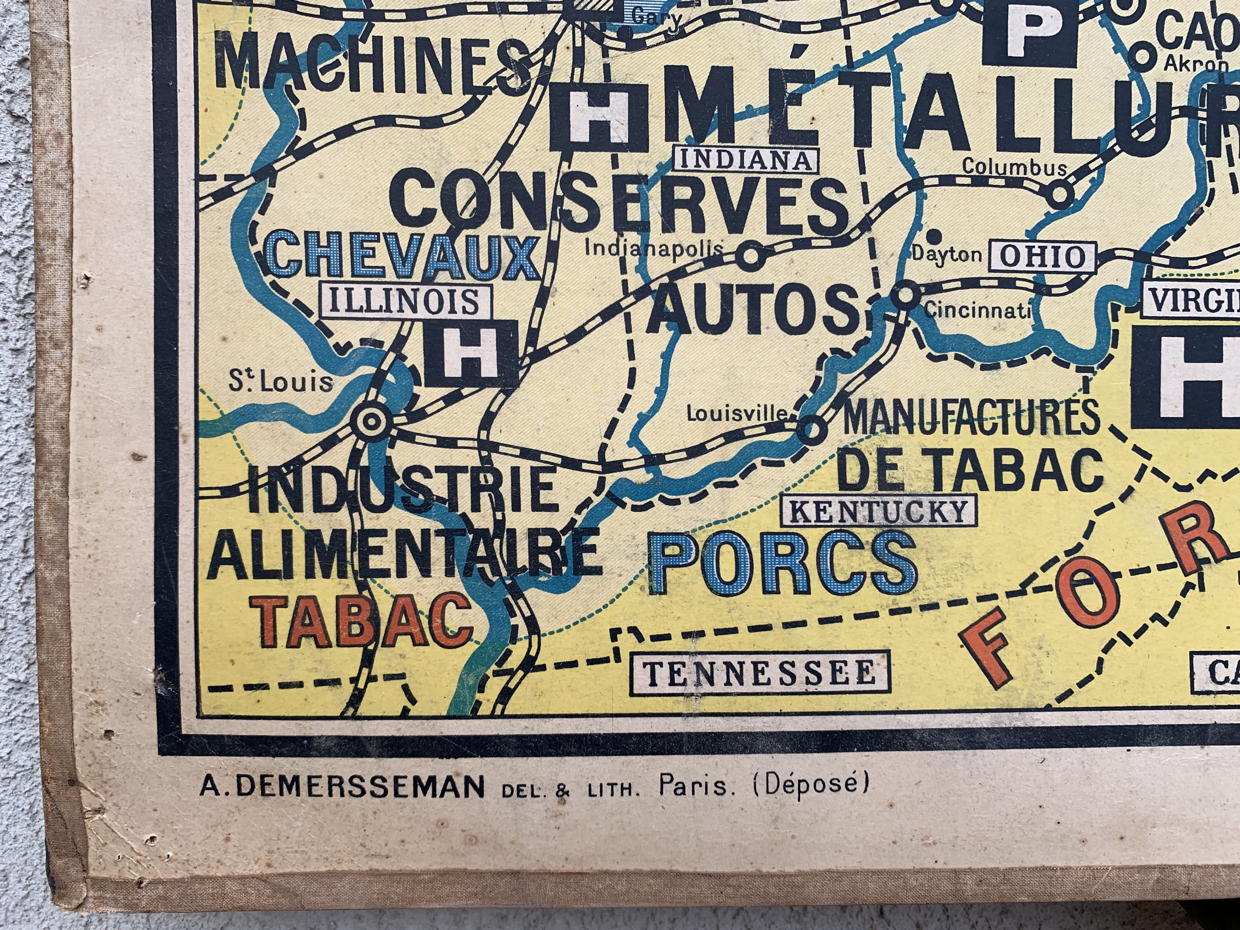 Vintage school map united states n°33 editions hatier by m.peyre