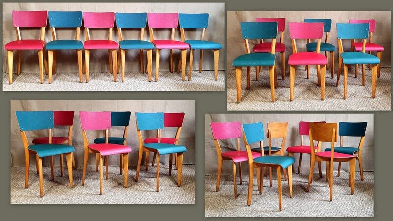Set 6 vintage bistro chairs from the 50s