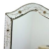 Antique Venetian Mirror Table Mirror Italian Etched ca 1900