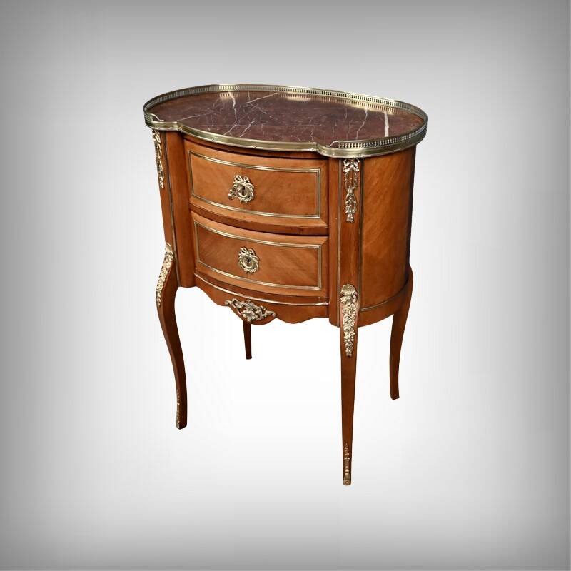 Small Kidney-Shaped Mahogany Chest of Drawers, Transition Style – Early 20th Century