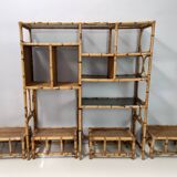 Bamboo Bookcase with Smoked Glass Shelves by Vivai del Sud, Italy