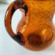 Blown glass pitcher with bubbles from Biot – amber colour