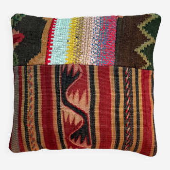 HOUSSE DE COUSSIN VINTAGE KILIM KILIM PATCHWORK, 40 X 40 CM