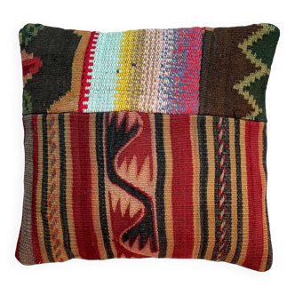 Turkish kilim patchwork cushion cover