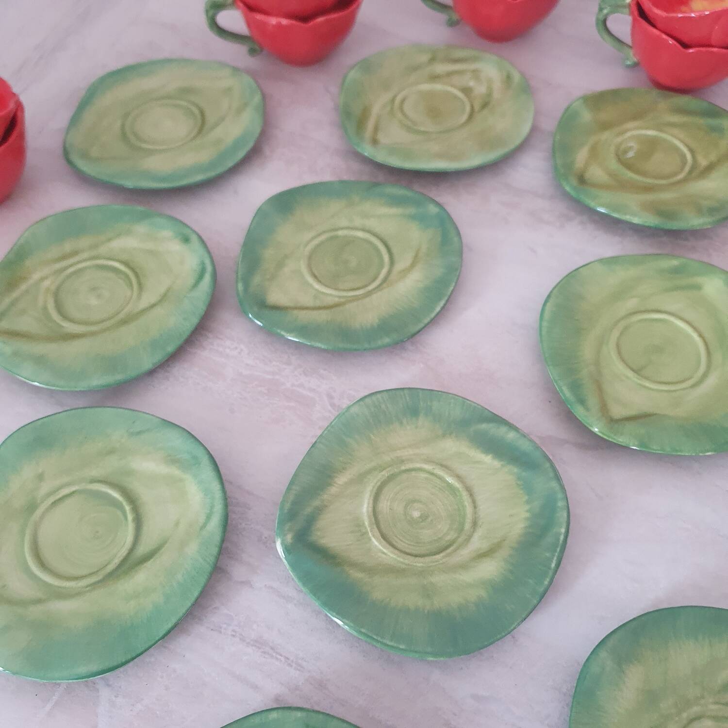 Barbotine flower coffee and tea service