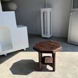 Pedestal table or small octagonal side table quadripod base with modernist spacer