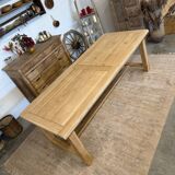 Solid oak table with birch extensions