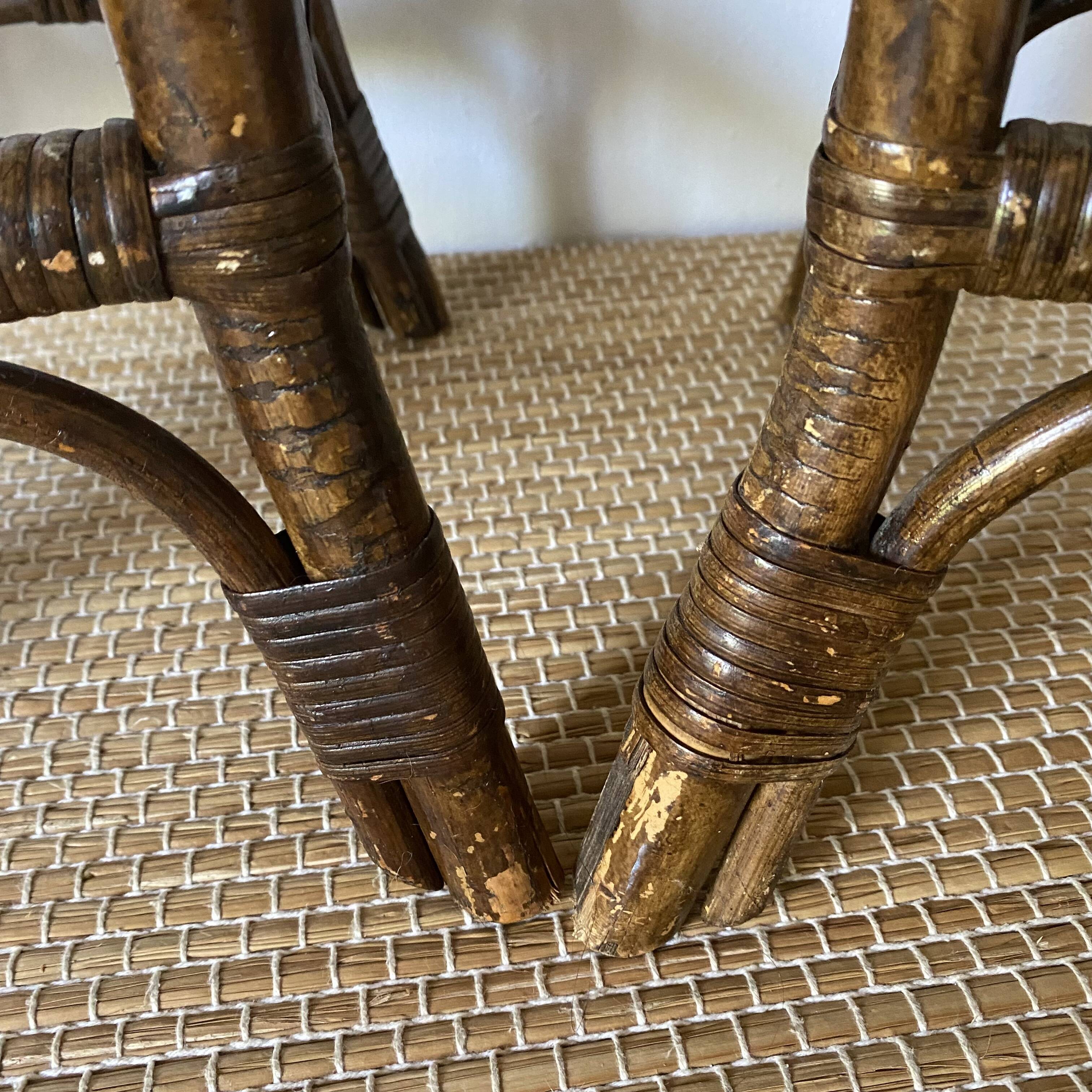 Vintage rattan bar stools or plant holder