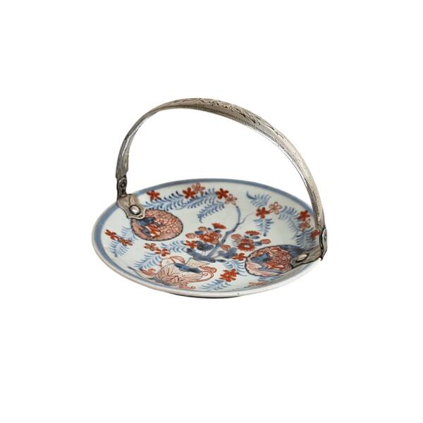 Antique Japanese Dish With Silver Handle, 18th and 19th century