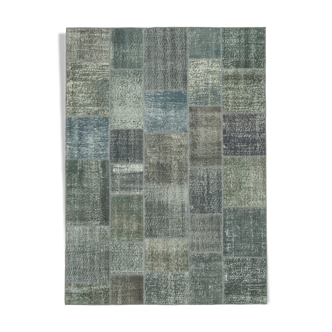 Tapis oriental vintage tissé à la main 174 cm x 240 cm gris patchwork tapis