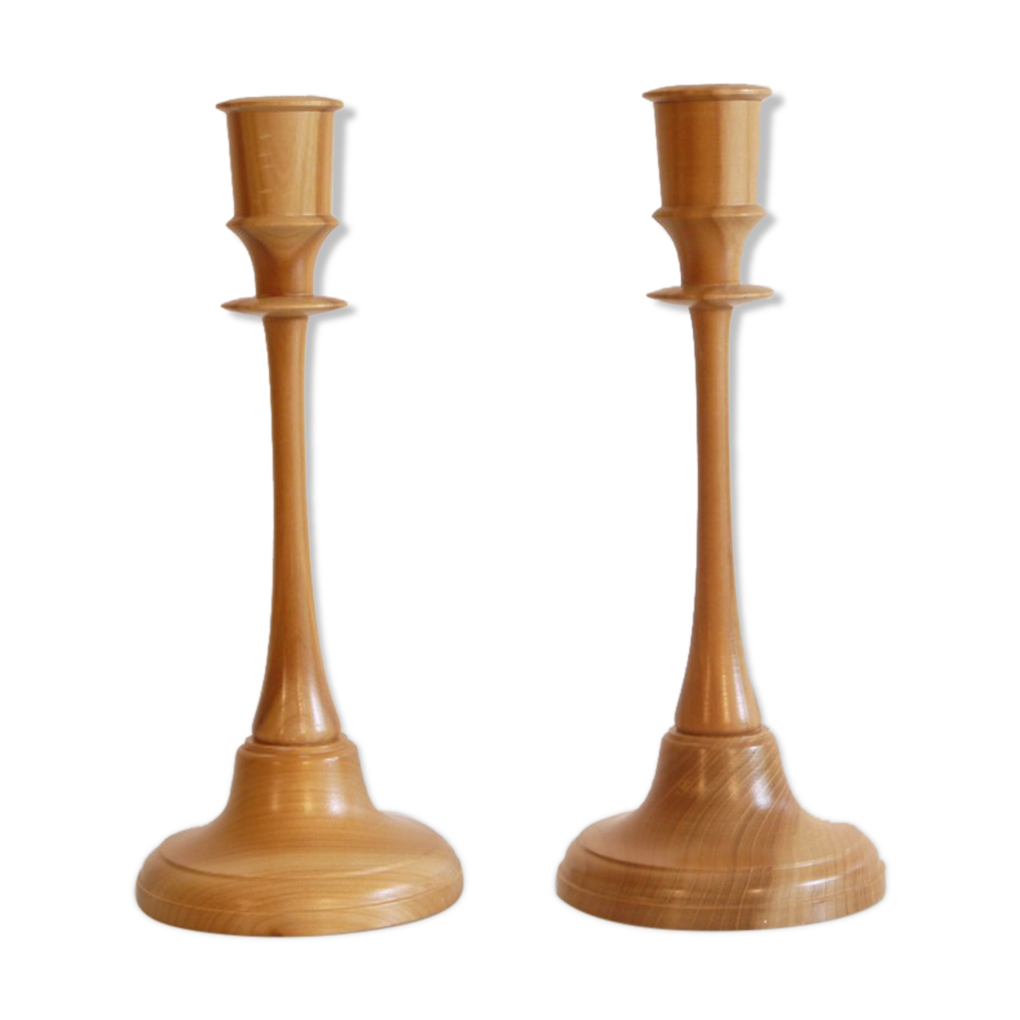 Pair of vintage wooden candle holders 1970