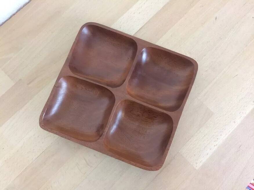 Scandinavian teak catchall tray