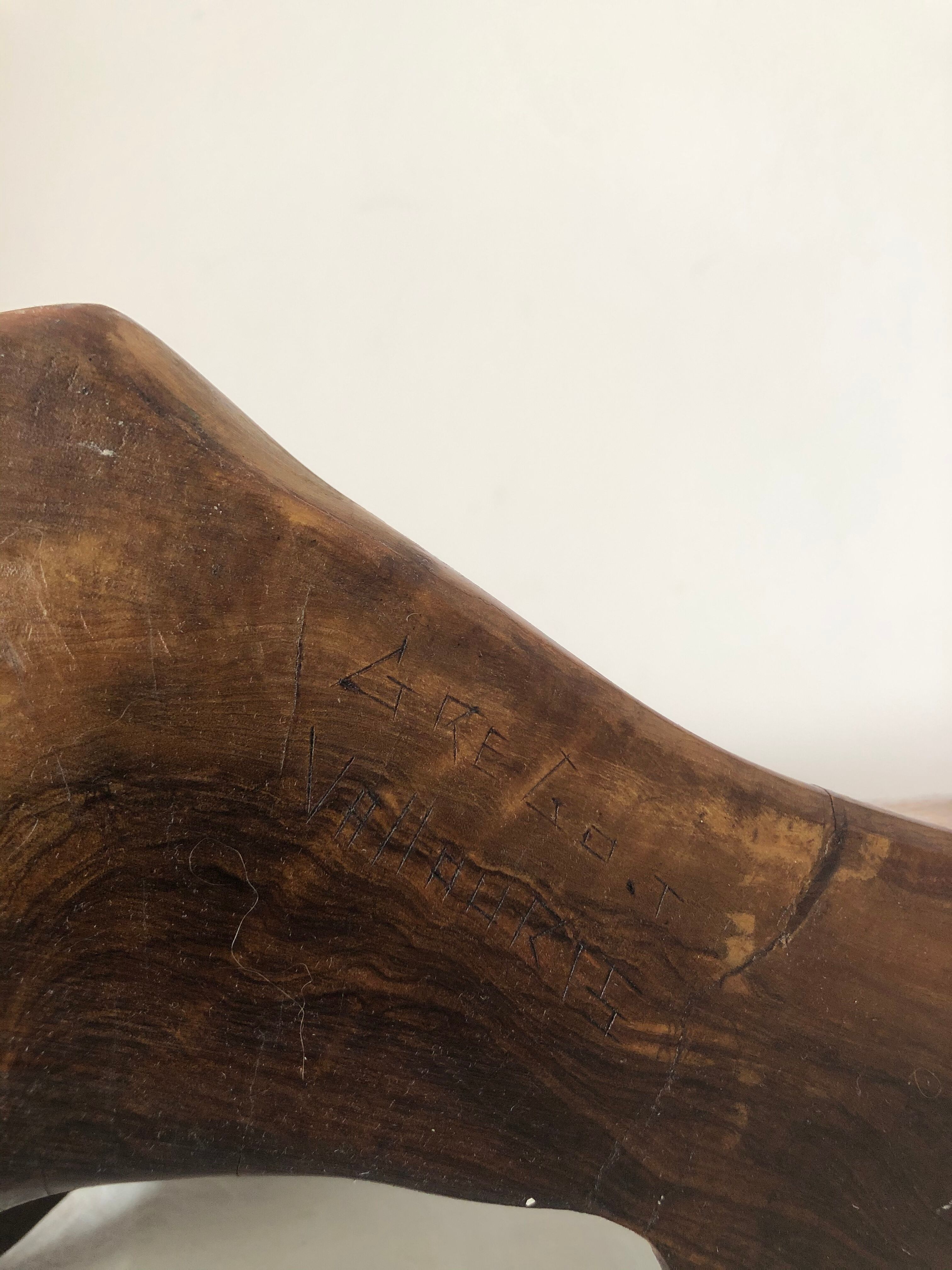50s/60s olive wood brutalist lamp foot