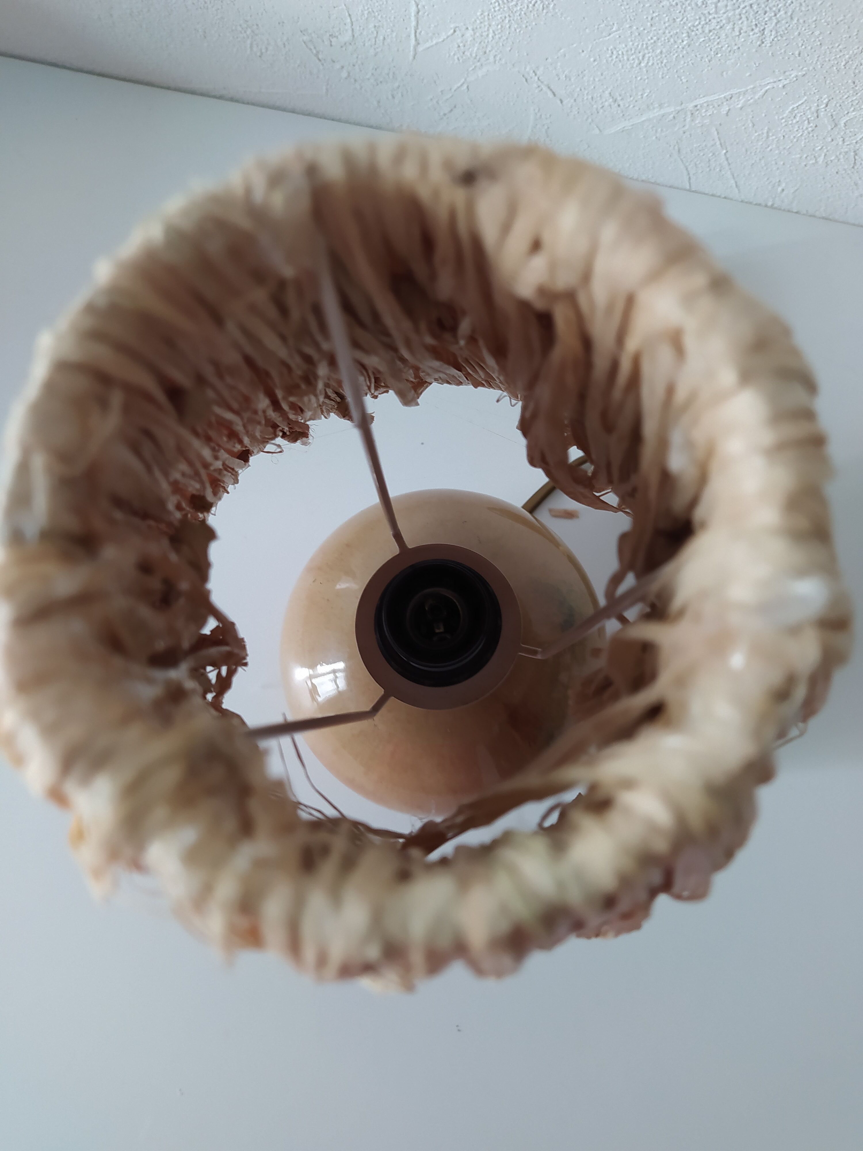 small bedside lamp gres enamelled rafia