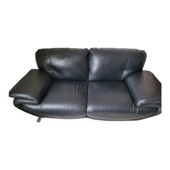 Black leather sofa