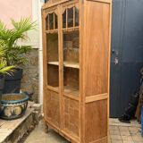 Parisian glass-fronted Art Deco wardrobe in solid raw walnut.