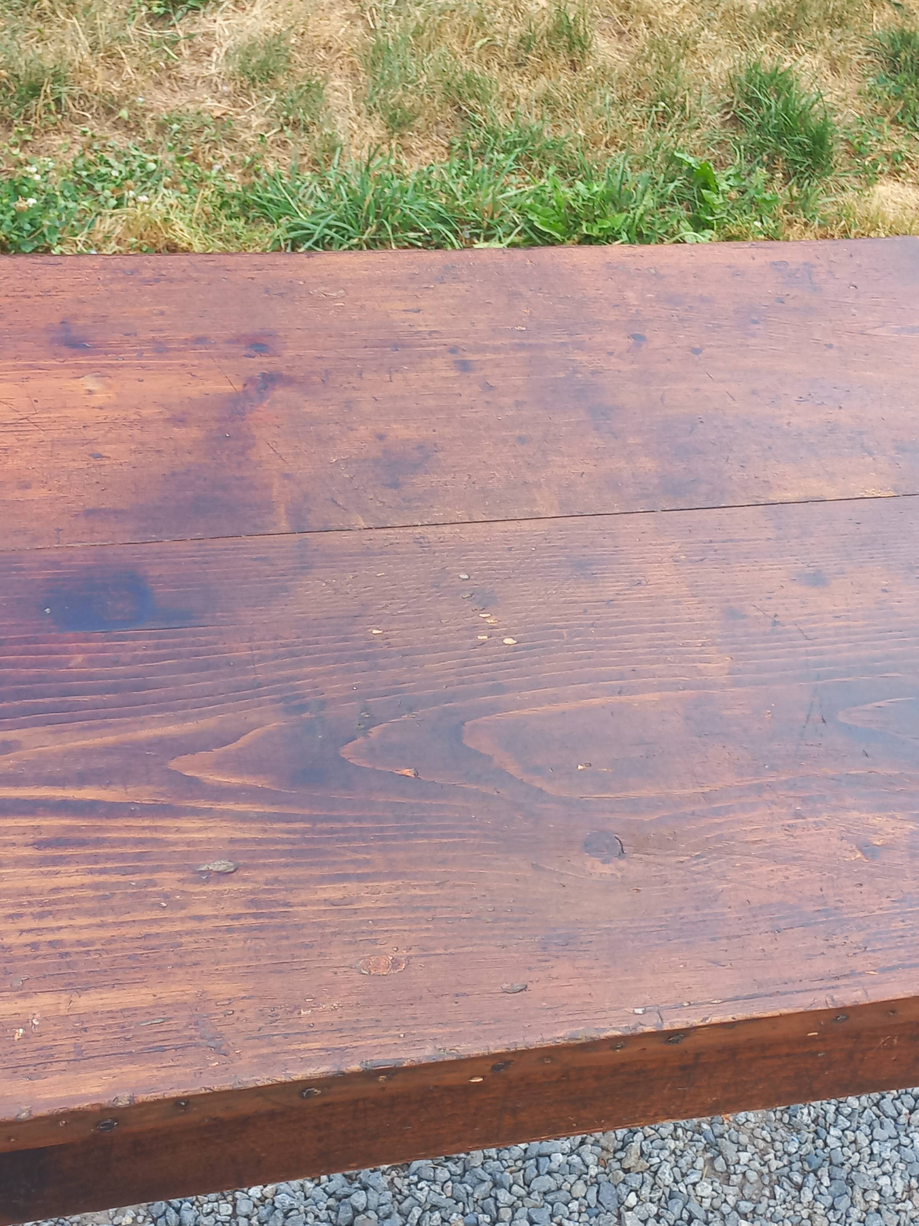 19th century farmhouse table with spindle legs, 225cm