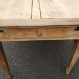 Table de ferme 2 tiroirs peuplier et chataignier