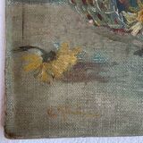 Ancient painting still life bouquet of daisies