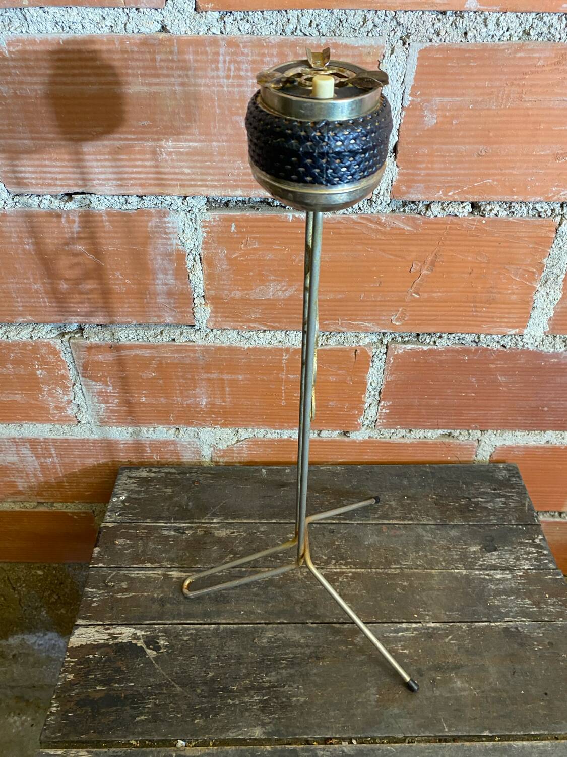 Tripod Metal Gold Ashtray + Vintage Push Ashtray