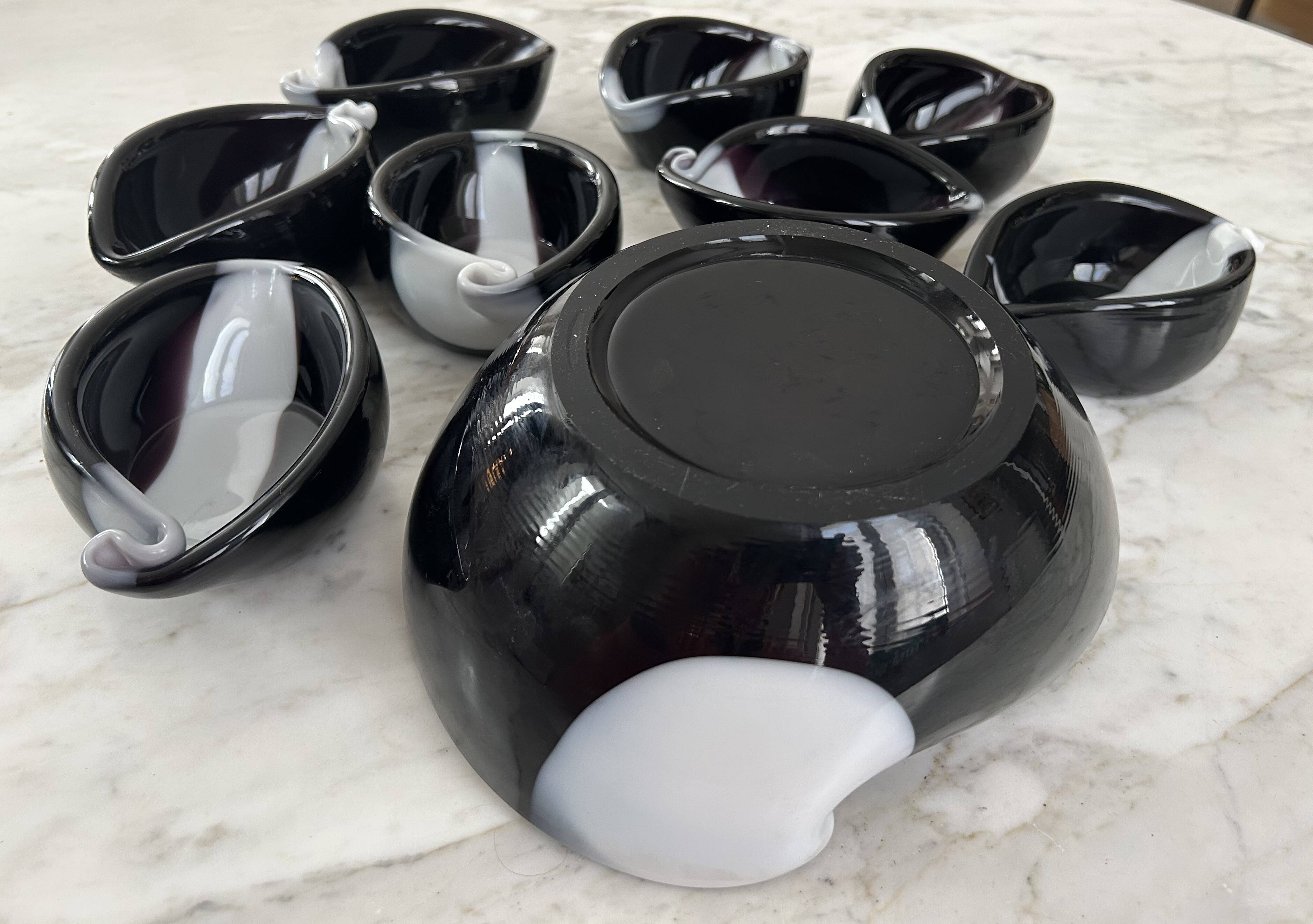 MURANO: SALAD BOWL and GLASS BOWLS ATTRIBUTED TO ALFREDO BARBINI