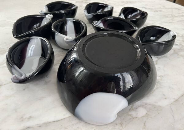 Saladier et coupelles en verre Murano attribués à Alfredo Barbini