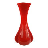 Mid-century modern vase, red glass, Poland, 1970s