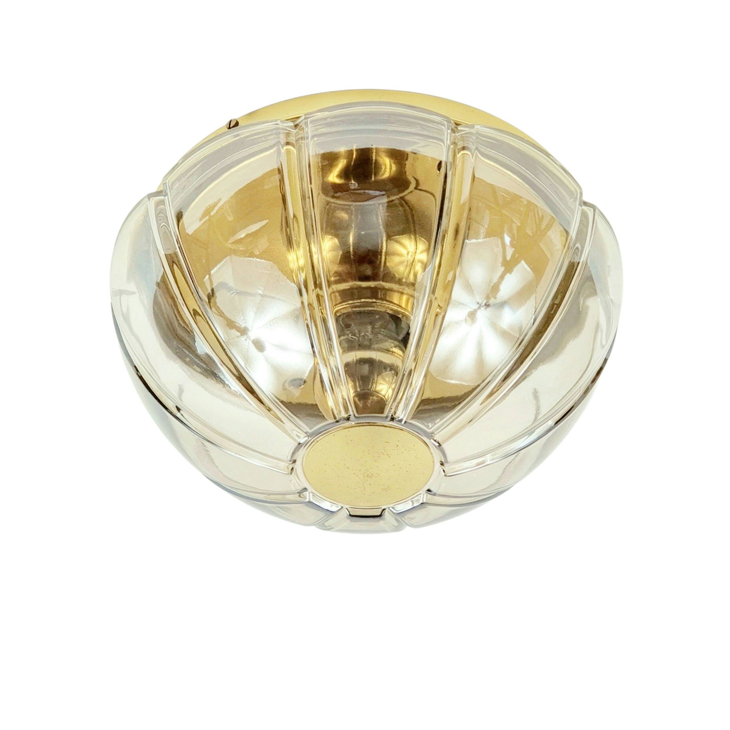 Mid-Century Glass & Brass Ceiling Light from Limburg, Germany, 1960s
