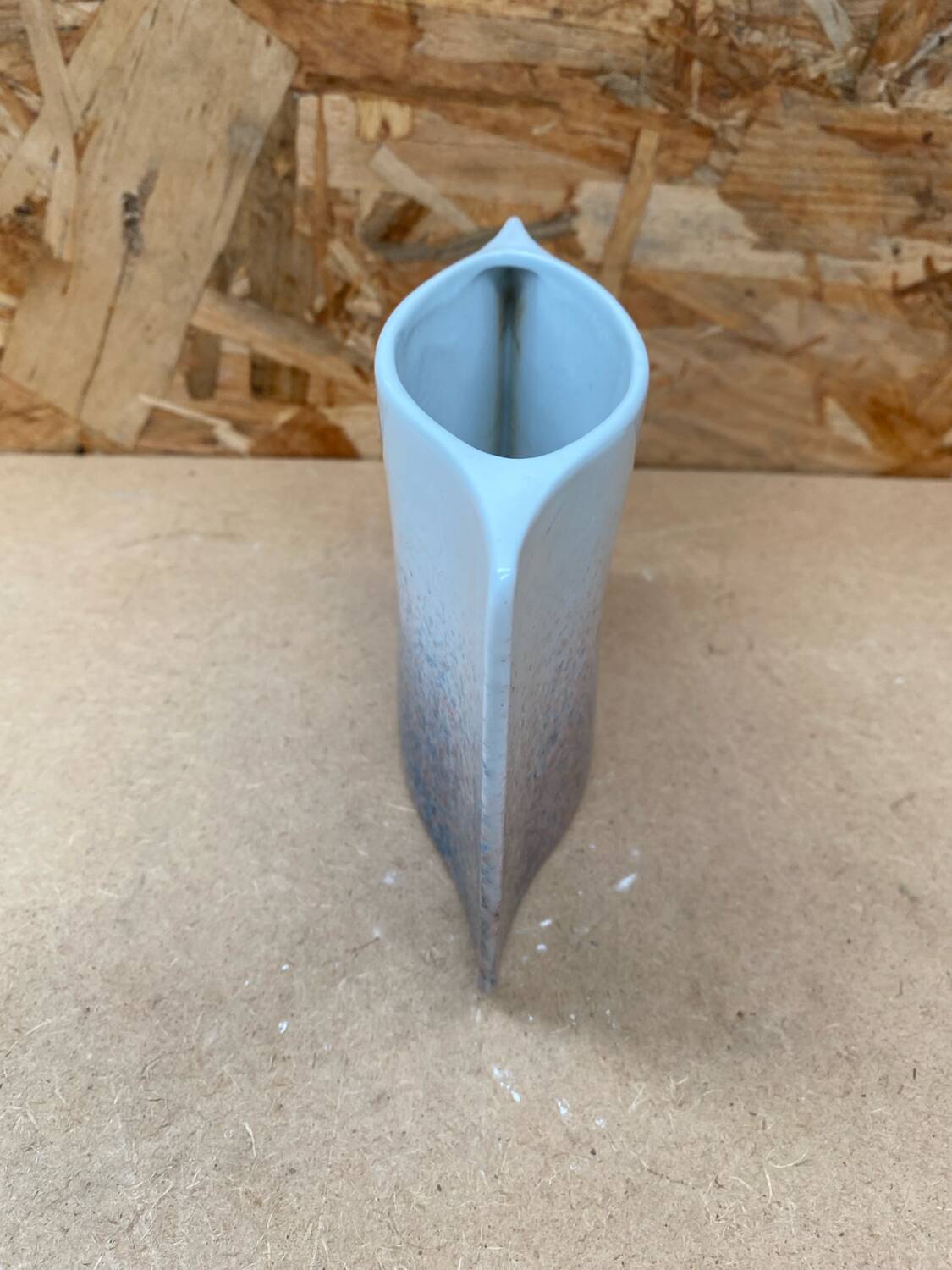 Antique vase virebent white porcelain speckled blue pink vintage