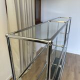 USM Haller shelf in glass and Graphite Black