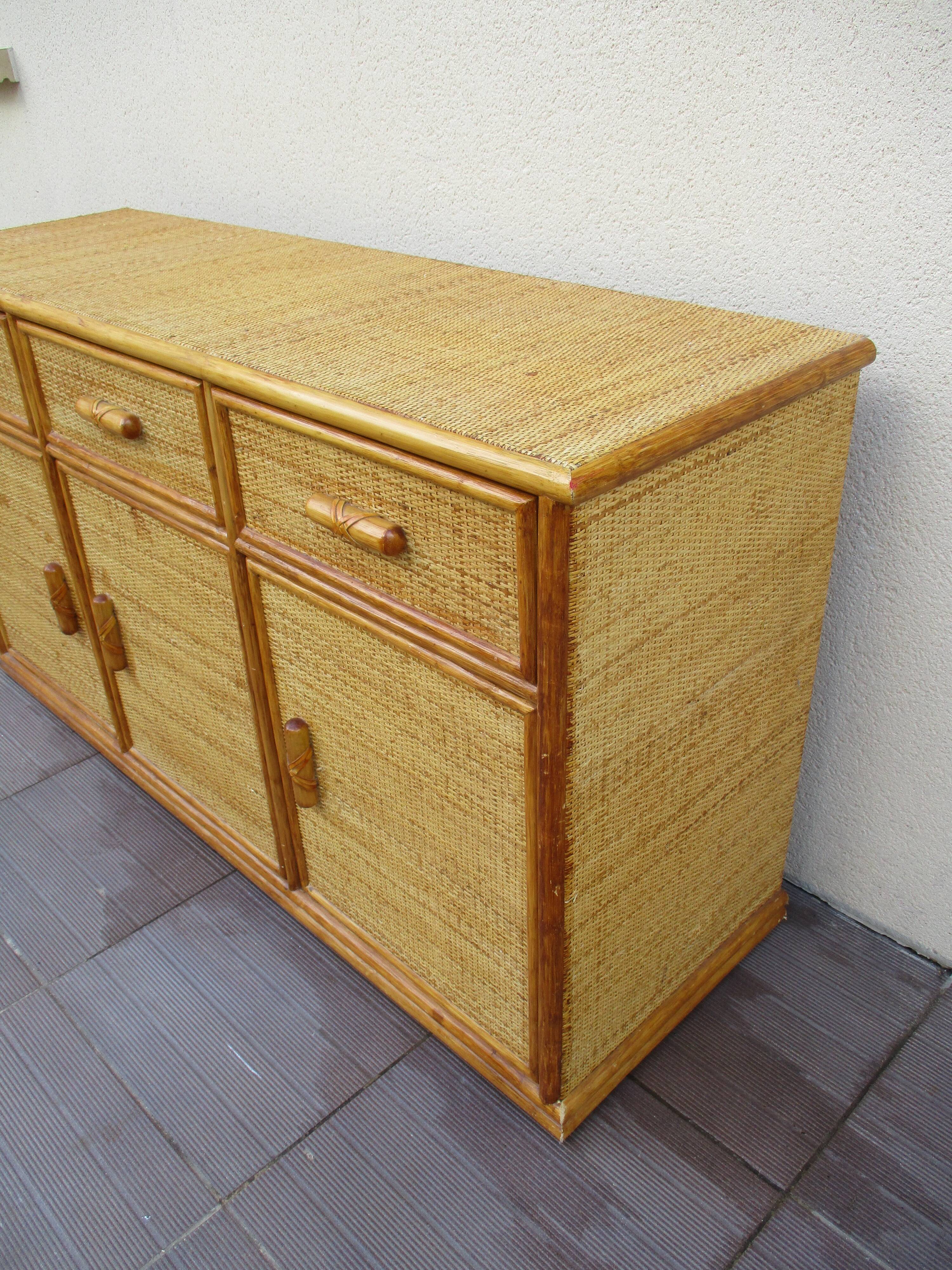 Vintage buffet in rattan 70/80s