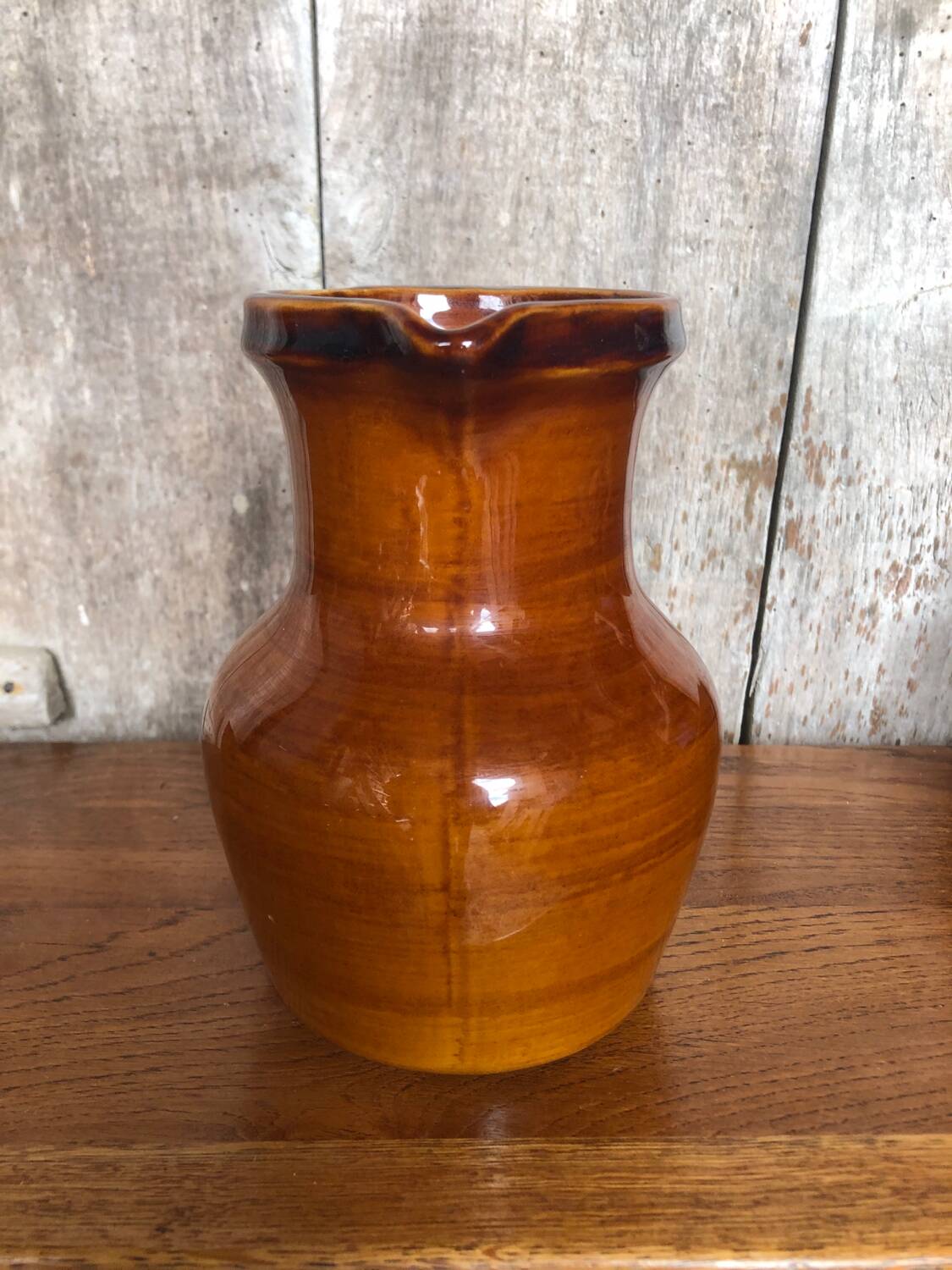 Old ST CLÉMENT vintage brown ceramic pitcher