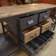 Industrial sideboard from metal and wood factory 1950