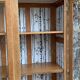 Solid raw oak school glass cabinet 1950