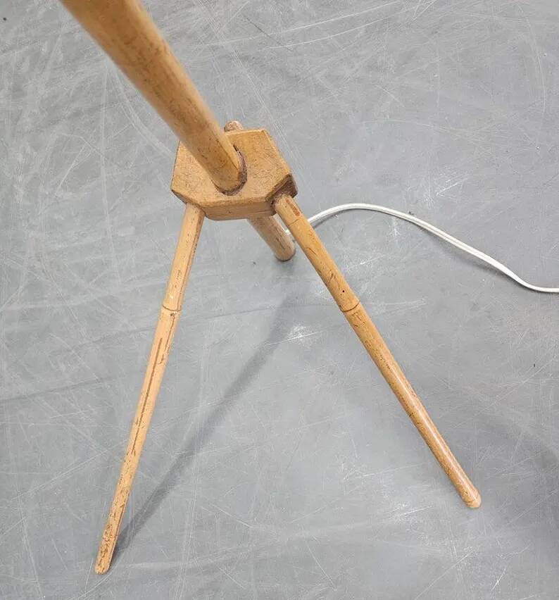 Rare Midcentury Floor Bambnoo and String Lamp, 1960s