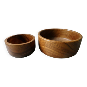 2 teak salad bowls from the 60s and 70s