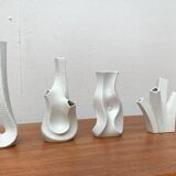 White sculptural vases by Peter Müller for Sgrafo Modern, 1960s, set of 6.