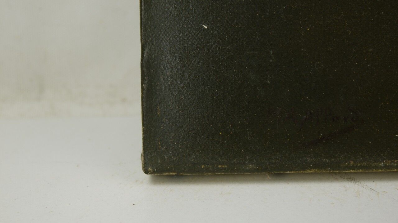 Ma. allard école de la fin du xixe siècle, jeune fille au chapeau bleu, huile sur toile. signée