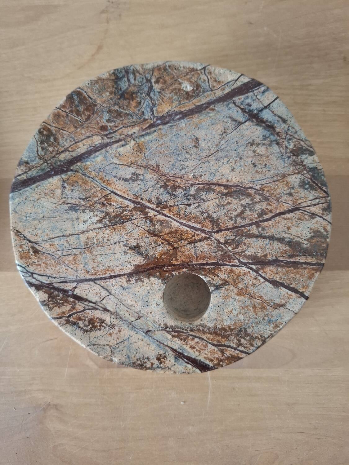 Pair of circular marble candlesticks from the 80s