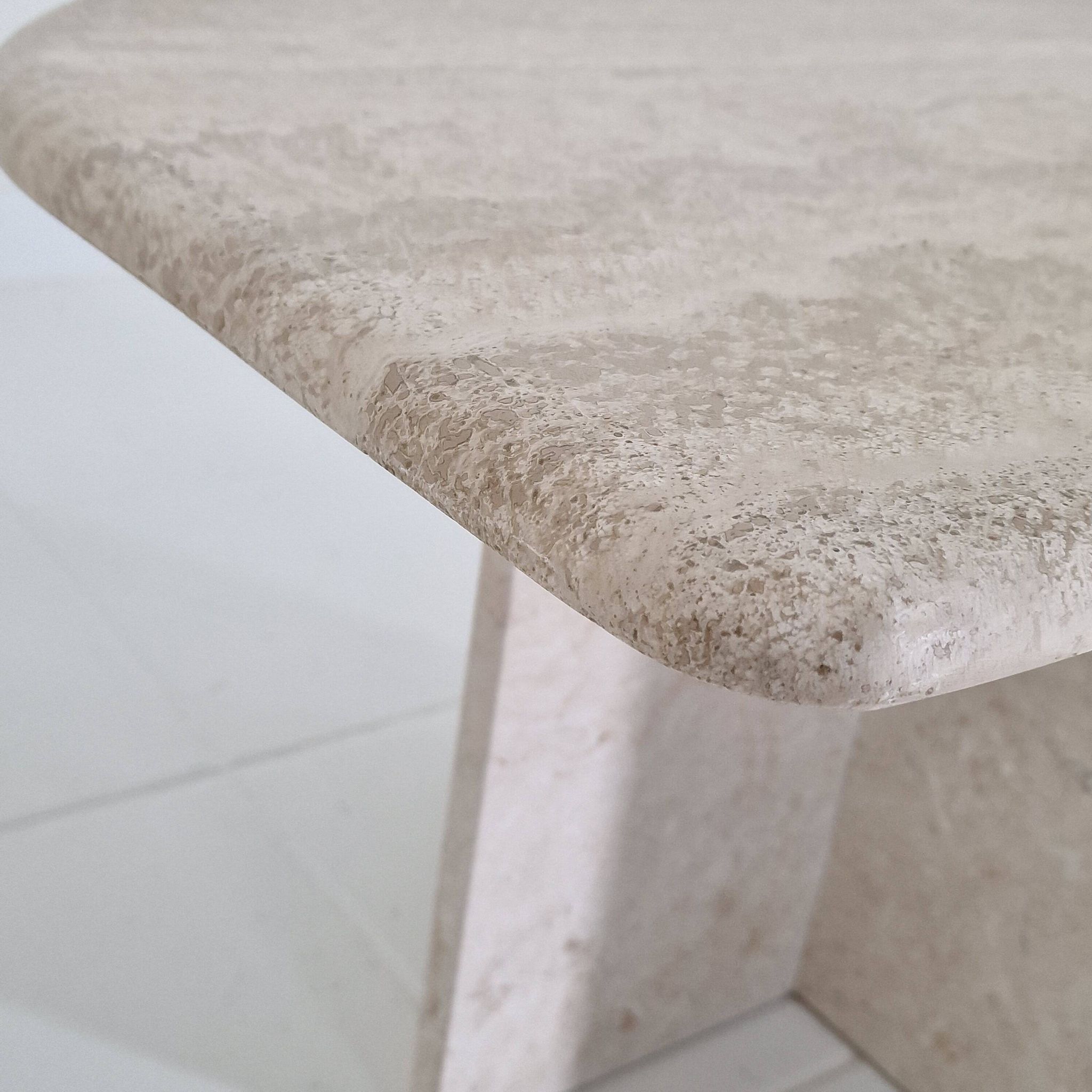 Travertine Coffee or Side Table in Teardrop Shape, Italy 1980s